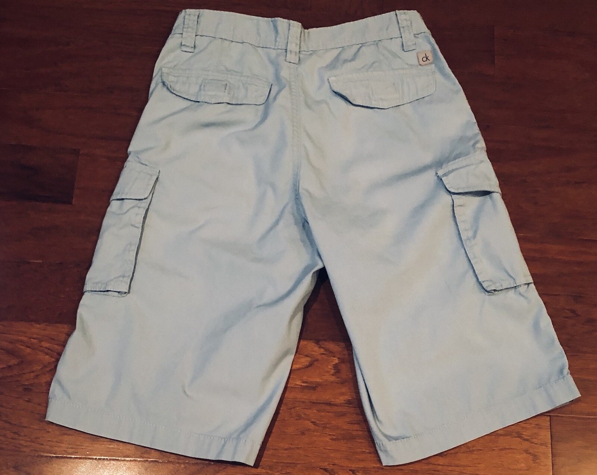 Mens Boys Calvin Klein Jeans Cargo Chino Shorts Blue 27” W x L
