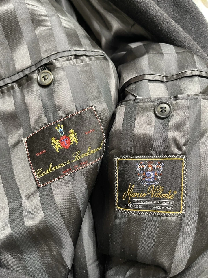 Mario Valente Italy Cashmere & Lambswool Double Breasted Trench Coat Men Sz 42 - Image 2 of 4