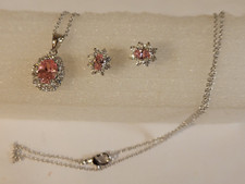 Pink Crystal Earrings and Necklace Set