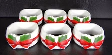 This is for a set of 6 Mount Clemons Pottery Napkin Ring Holders Chrsitmas Japan