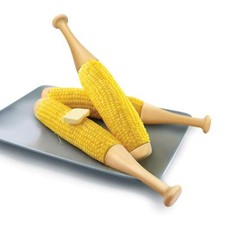 Set of 2 Plastic Novelty Baseball Bat Corn On The Cob Holder BBQ Prongs Forks UK