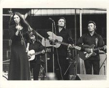 Johnny Cash playing guitar June Carter 1973 concert Original 8x10 Photo Stamped