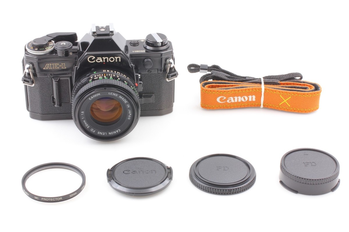 【完動品】Canon AE-1 black / New FD 50mm F1.8 Canon AE-1 35mm Black Film Camera with 50mm f1.8 Lens -New