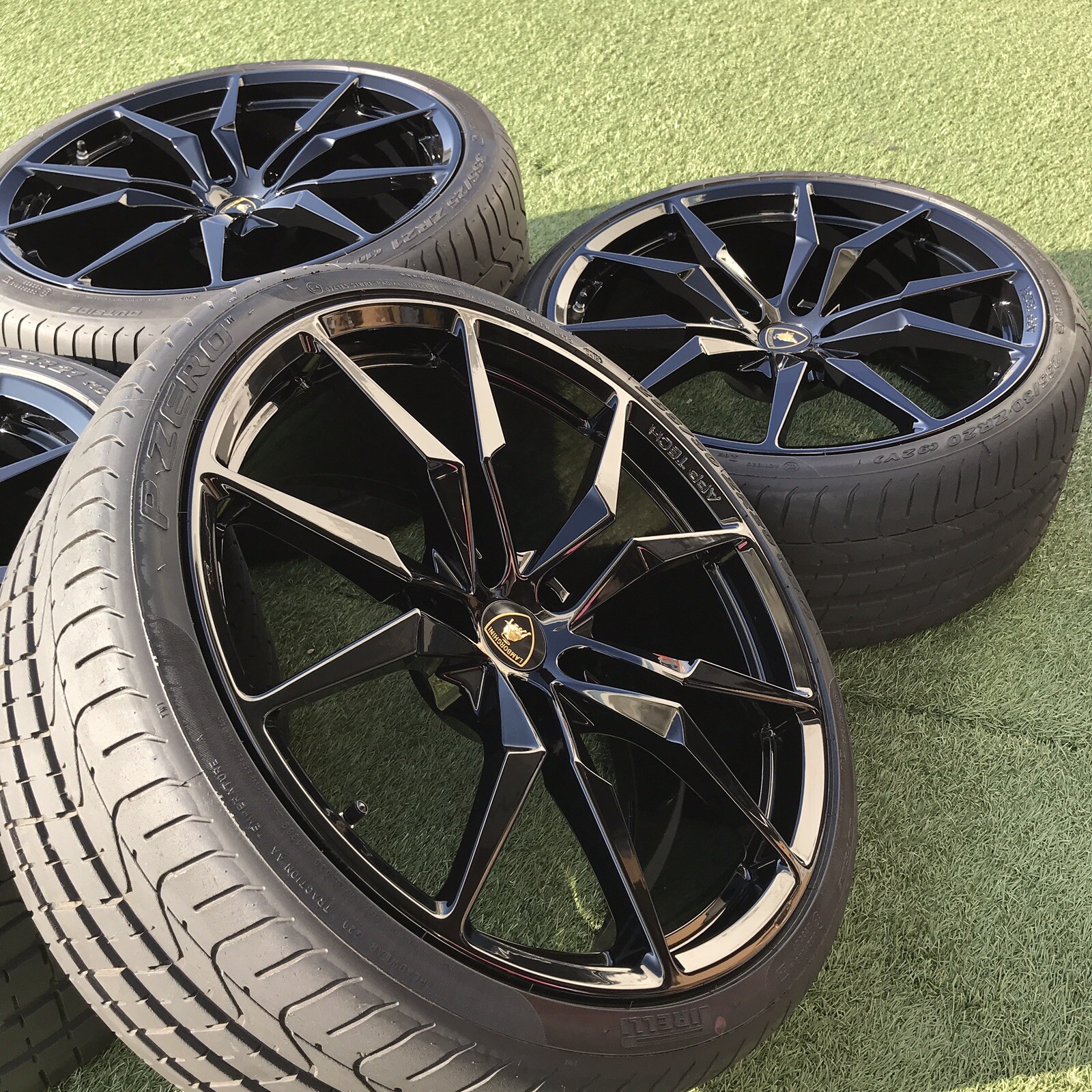 20" 21" LAMBORGHINI AVENTADOR DIONE WHEELS TIRES TPMS BLACK STOCK OEM SET 4 RIMS