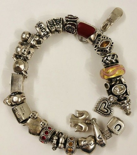 Chamilia 925 Sterling Silver Charm Bracelet With 22 Charms - Picture 7 of 9