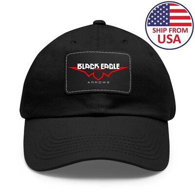 Black Eagle Arrows Black Dad Hat with Leather Patch