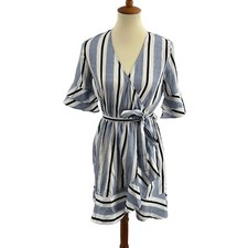 PrettyLittleThing Stripe Wrap Dress Size 4