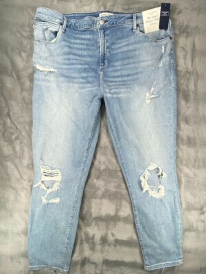 Abercrombie Fitch Jeans Womens 36 Super Skinny Ankle High Rise Destroyed NEW NWT