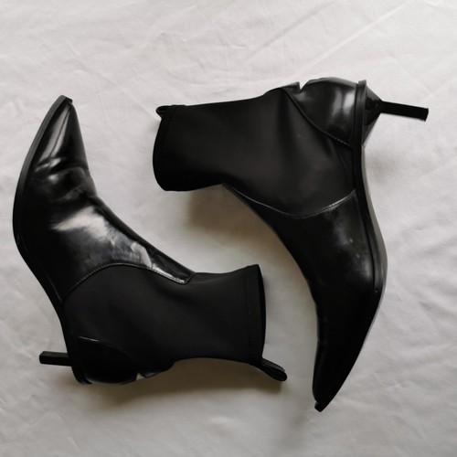 SENSO Sz 37 0r 6 Carmen Patent Black Leather Low Kitten Heels Ankle Boots Pointy - Picture 5 of 12