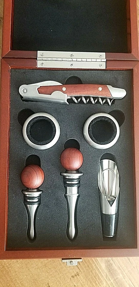 Heritage Brookstone Kit Abridor de Vino 6 Piezas Juego de Barra en Caja de Madera Foto 2 de 4