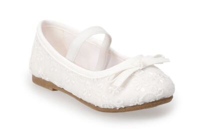 Jumping Beans Walnut Toddler Girls' White Ballet Flats Shoes Size 6T & 8T  NEW