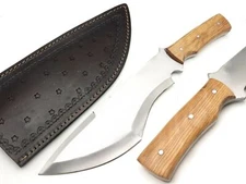 D2 STEEL CUSTOM HANDMADE SHARP BLADE HUNTING BOWIE KNIFE OLIVE WOOD GRIP & COVER
