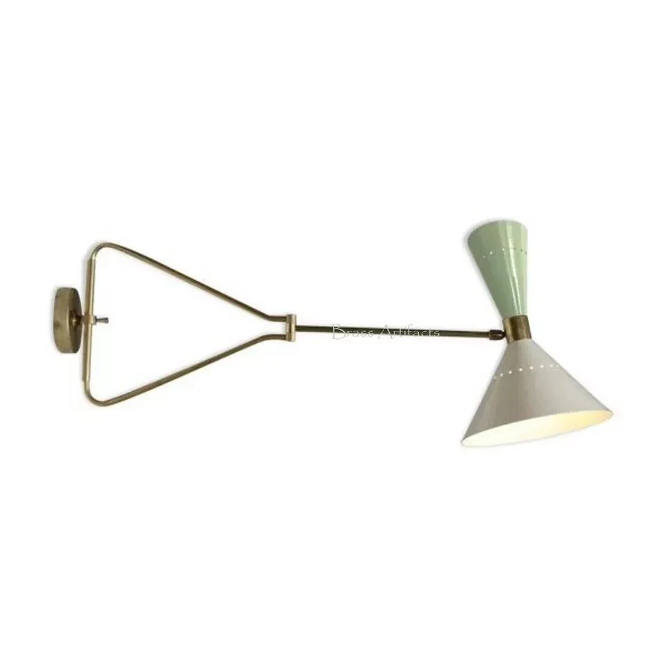 1950's CENTURY WALL LIGHT BRASS SPUTNIK MODERN ITALIAN INDUSTRIAL FIXTURE SWING - Image 3 of 4