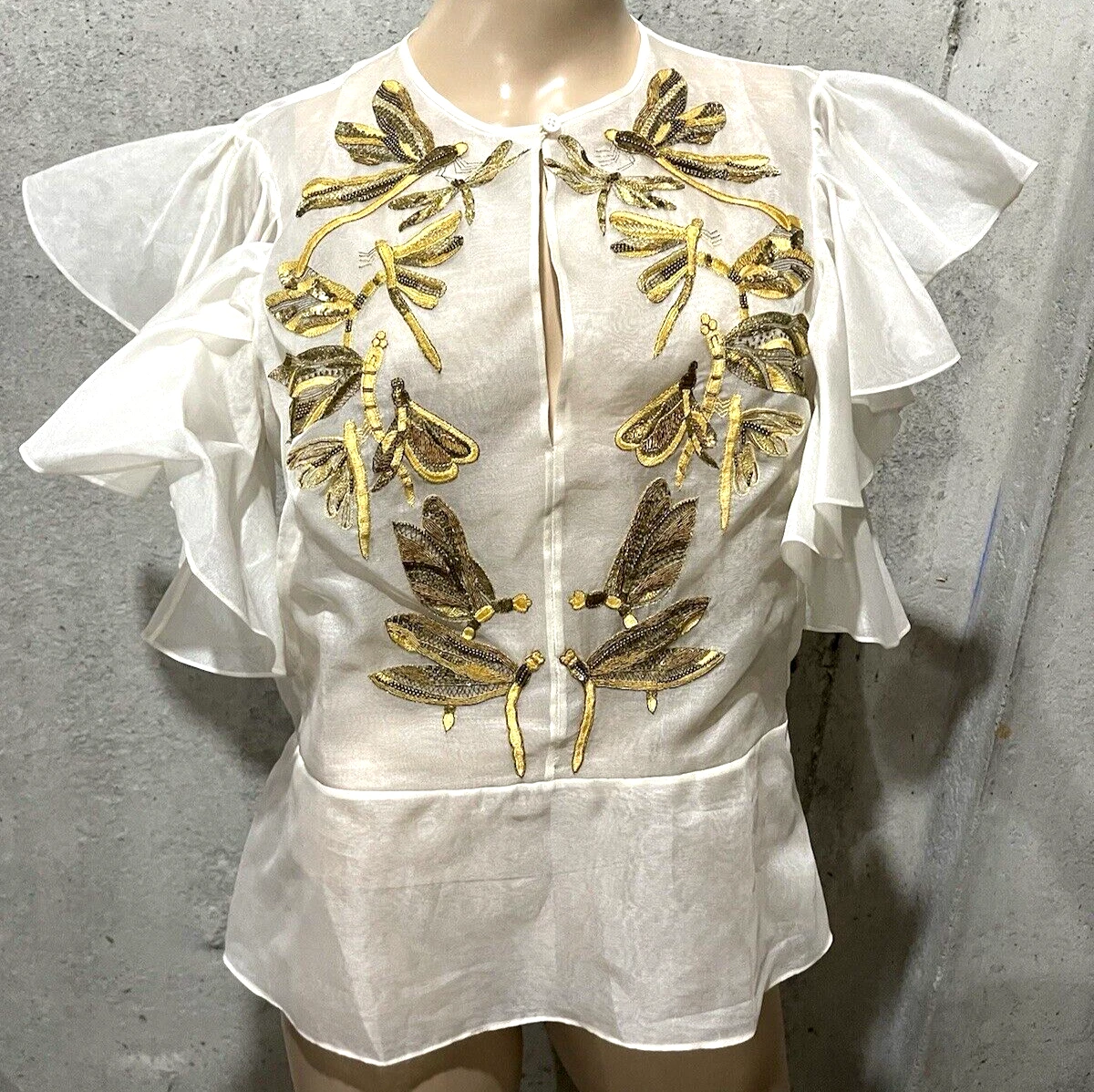 Alexander McQueen — Alexander McQueen Dragonfly Embroidered Vintage 2012 Dress Top US 8 10 / IT 46