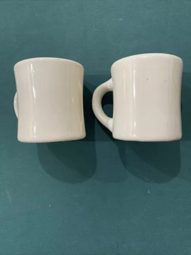 Mix Lot 2 Vintage B B C restaurant ware heavy diner WHITE coffee cup mugs 6 oz.