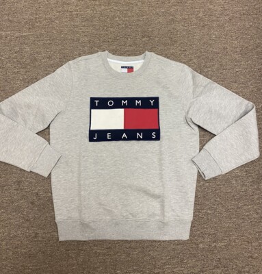 Tommy Hilfiger Jeans Big Embroidered Logo Retro Style Crewneck Sweatshirt Men M