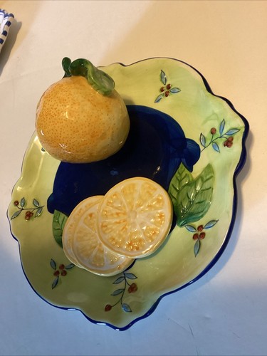 Set of 4 Bella Casa Ganz 3D Fruit Ceramic Plates Decorative Wall Hanging 8" - Picture 7 of 16