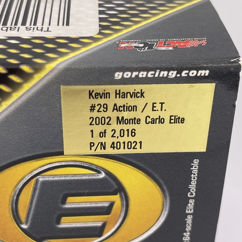 1/64 Kevin Harvick Elite RCCA #29 Action / E.T. 2002 Monte Carlo /2016 1:64 - Picture 20 of 21