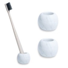 JIMEI Marble Mini Toothbrush Holder Small, Italy Carrara White