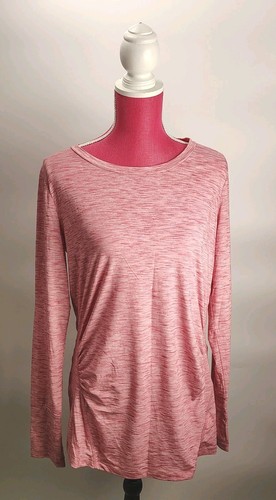 Gapfit Breathe Long Sleeve Thumb Holes T-Shirt Scoop Neck Pink Large