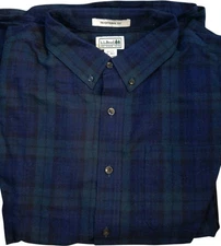 LL Bean Flannel Shirt Men's XL Reg Green Navy Plaid Traditional Fit Button Down
