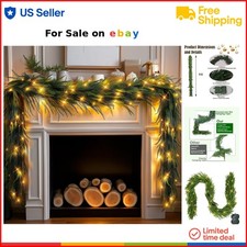 9FT Pre-Lit Christmas Garland with 50 LED Lights Indoor Outdoor Decor