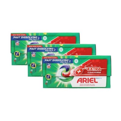 Ariel Extra Clean Power Pods 26 Washes - 3 Pack