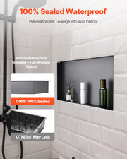 Shower Niche, 13 x 25 x 4 inch Frameless Recessed Wall Niche, Black for Bathroom