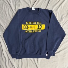 Vintage Drexel Athletics Russell Navy Blue Crewneck Sweatshirt Sz Medium Mexico