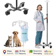 IV Pole with Wheels,47 to 100In Portable IV Floor Stand with 4 Hooks IV Bag Hold