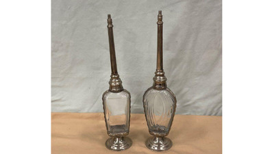 Two Antique Moroccan Rose Water Sprinker Perfume Bottles