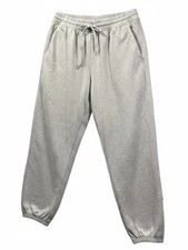 Large Women s Gray Drawstring Jogger Sweatpants Breathable Cotton Travel Lounge