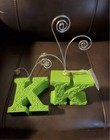 Letter K Spiral photo holder Bookends? Bright Green Set of two Neon Green