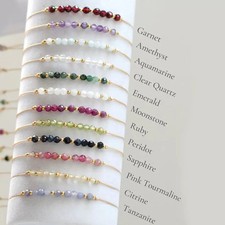 Natural Stone Beaded Bracelet Women Purple Tone Round Drawstring Jewelry