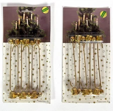 VTG Christmas Tree Pendulum Counterweight Candle Holders Gold NOS (2) Packs of 6