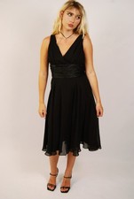 Y2K Little Black Dress (M) medium vintage midi v-neck tank cocktail formal cute