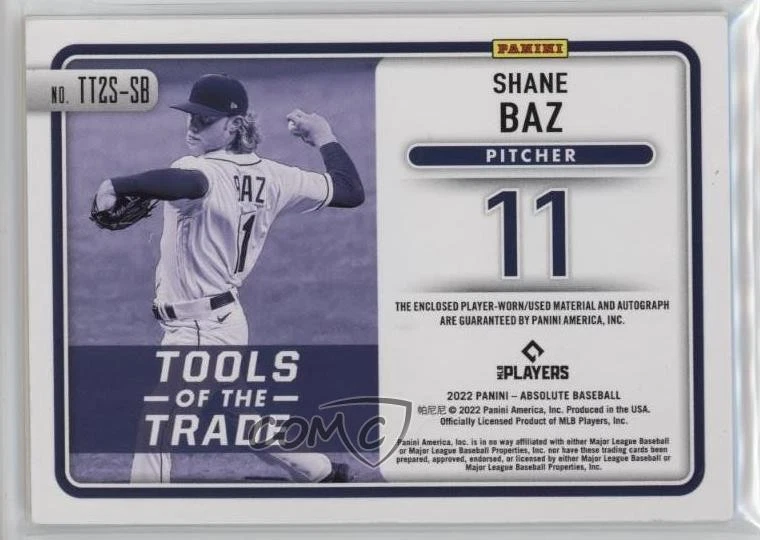 2022 Panini Absolute Spectrum Blue /75 Shane Baz #TT2S-SB Rookie Auto RC - Image 2 of 2