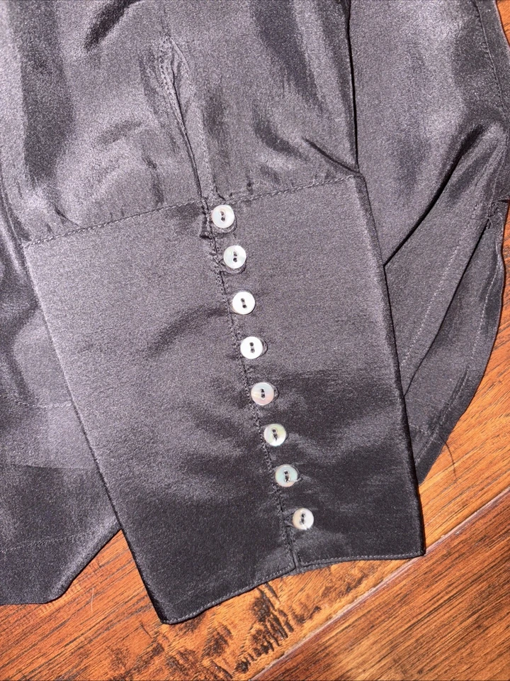 $168 BLUSA DE SEDA MANGA LARGA FREE PEOPLE L LIVE TO TELL NUEVA CON ETIQUETAS EN NEGRO Foto 3 de 4