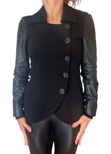 Mujer Bailey 44 Negro Cuero Vegano Doble Pecho Chaqueta Abrigo Militar S - Imagen 11 de 15