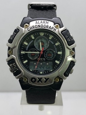 Vintage Citizen Oxy C112-L18838 Alarm Chronograph Ana-Digi Men's Wristwatch