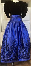 Vintage Scott McClintock Dress Velvet Ball Gown Blue Black Prom Christmas Sz 12
