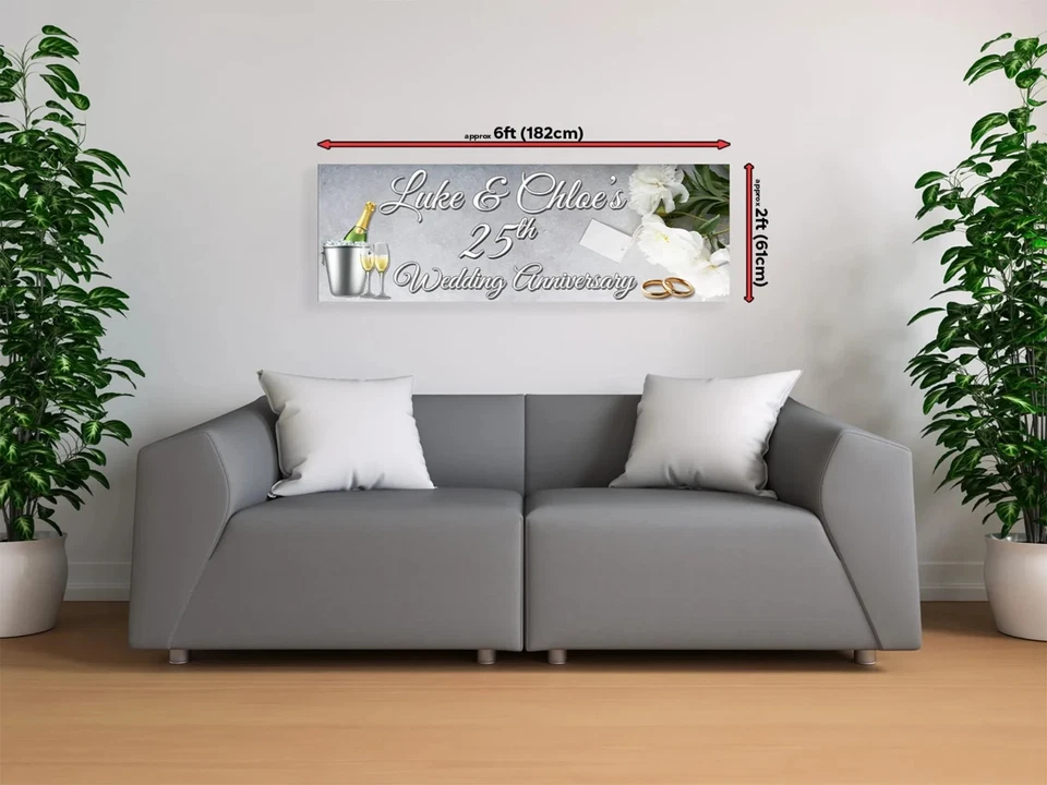 Banners personalizados de celebración de aniversario de boda x2 Foto 3 de 3