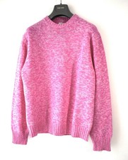 Maglione girocollo Ballantyne rosa e bianco lana cashmere taglia large Made in Italy