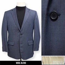 MICHAEL KORS mens solid blue WOOL BLEND sport coat suit jacket blazer 42 R
