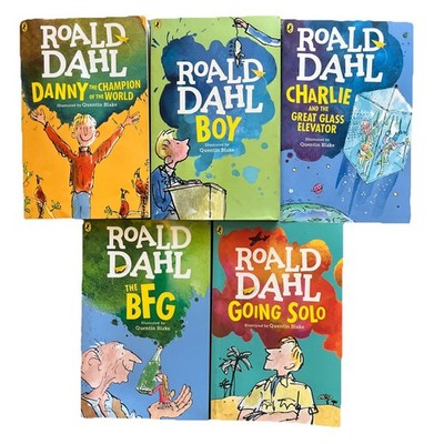 Lot of 5 Roald Dahl Paperback Books - BFG Charlie & The Glass Elevator, Boy