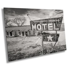 Home Decor - Canvas Wall Art - Hondo Motel Texas Photo Print B&W Vintage Art