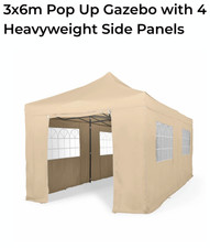 Pop Up Gazebo 3M x 6M with 4 Heavyweight Side Panels. Pre-Owned. Good condition.