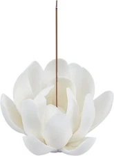 GORGECRAFT White Lotus Incense Holder Ceramic Burner Flower 3 Hole 
