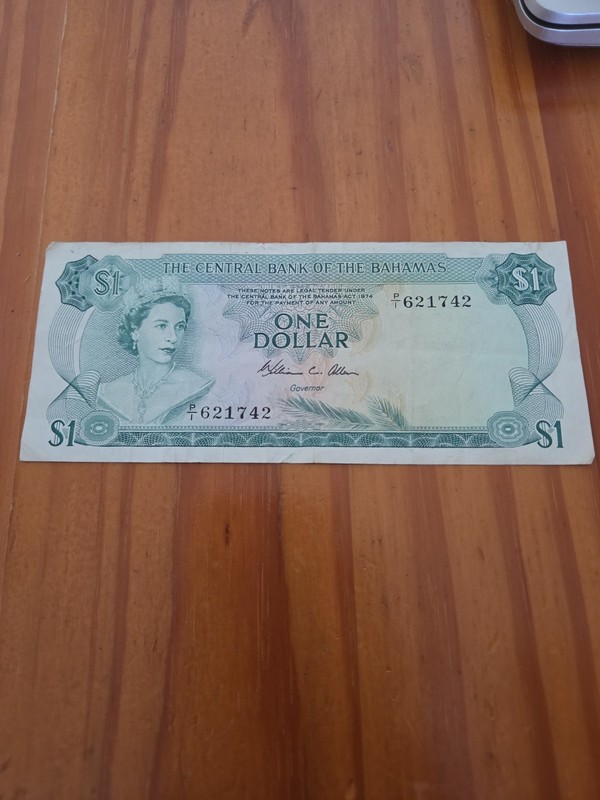 1974 bahamas one dollar