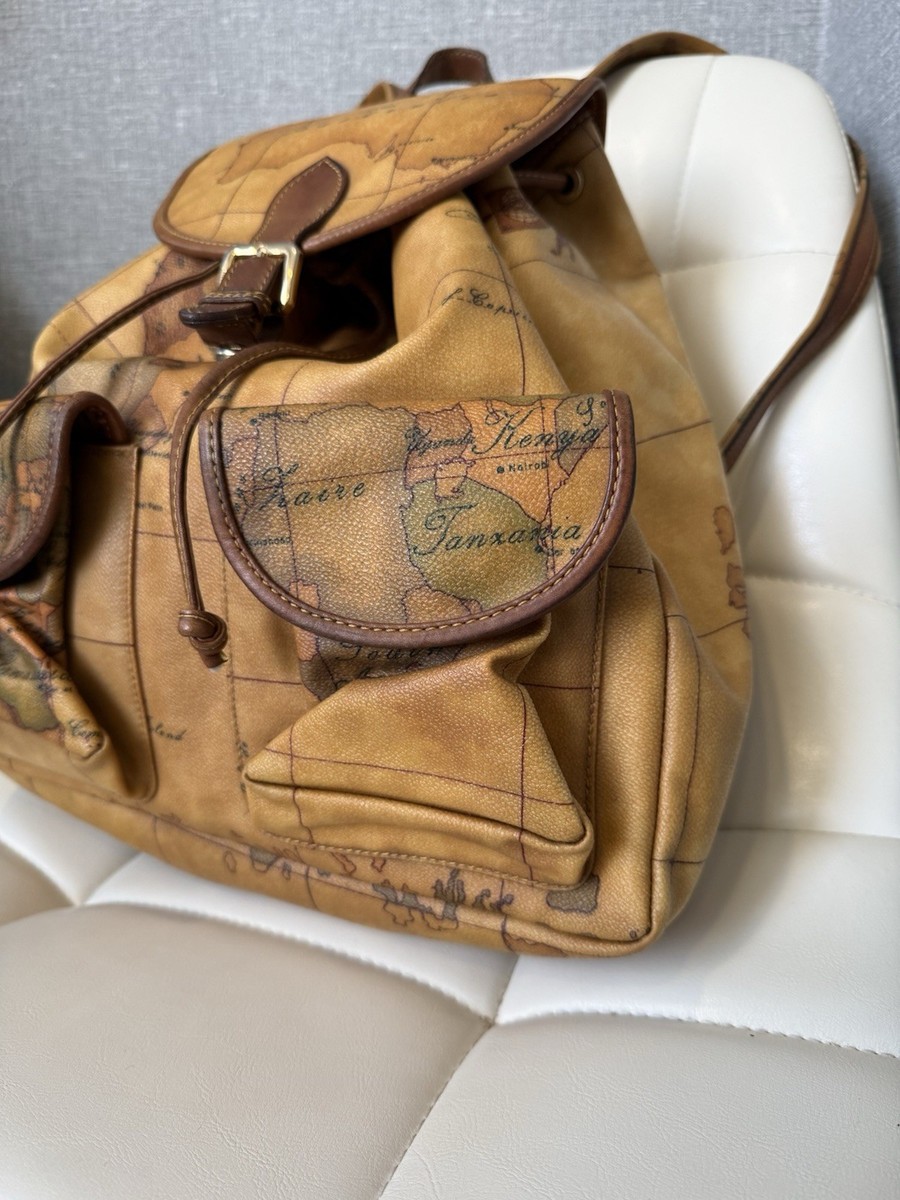 ALVIERO MARTINI 1A CLASSE Geo Map Leather Backpack Luxury  display picture 2